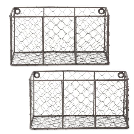 Made4Mansions Small Vintage Grey Wall Mount Chicken Wire Basket - Set of 2 MA2568175